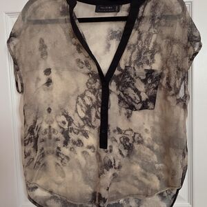 Religion Sheer Button-Up Blouse